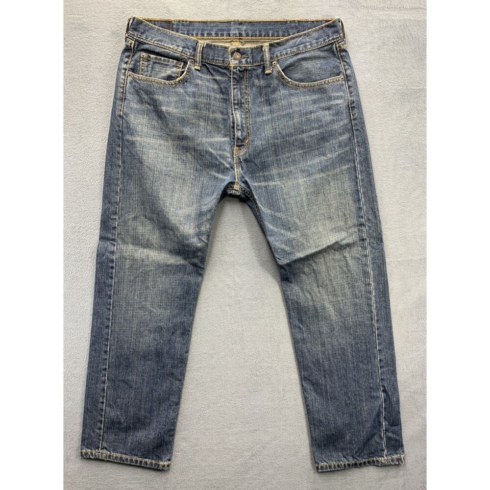 Levi's 505 Denim Jeans Men's Regular Fit Size 38X30 Blue Stretch Dark Wash - Picture 2 of 16